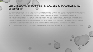 Try these method to resolve QuickBooks Error 15215