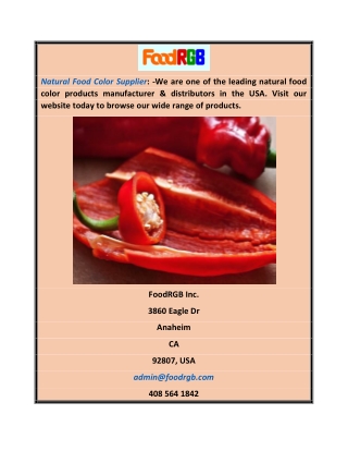 Natural Food Color Supplier | Foodrgb.com