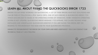 An easy troubleshooting way to resolve QuickBooks Error 1723