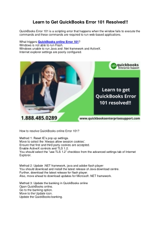 Learn to Get QuickBooks Error 101 Resolved