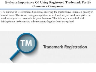 Evaluate Importance Of Using Registered Trademark For E-Commerce Companies