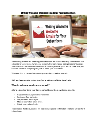 How to Write Engaging Welcome E-mails for Your Subscribers