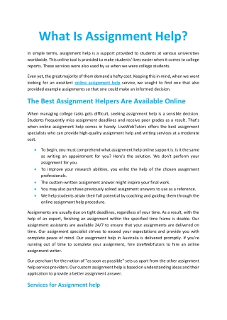 What Is Assignment Help?