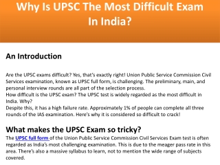 Why Is UPSC The Most Difficult Exam In India.