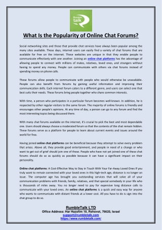 What Is the Popularity of Online Chat Forums