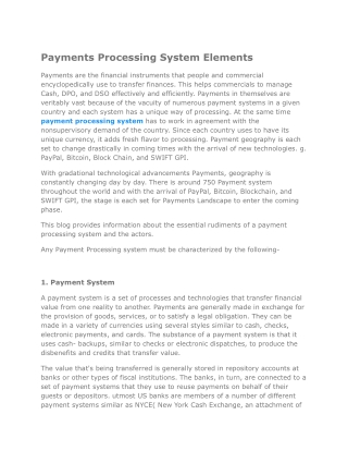 Payments Processing System Elements