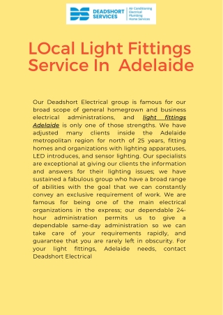 Light Fittings Service In  Adelaide
