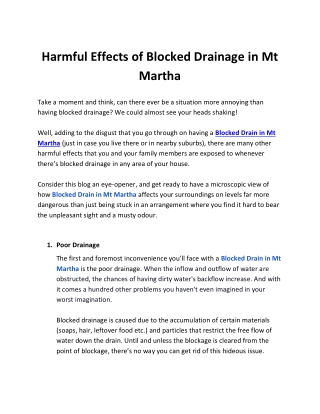 Harmful Effects of Blocked Drainage in Mt Martha