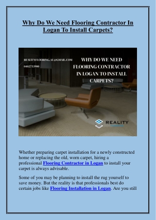 Why Do We Need Flooring Contractor In Logan To Install Carpets?