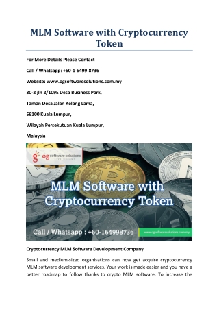 MLM Software with Cryptocurrency TOKEN