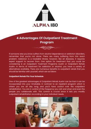 4 Advantages Of Outpatient Treatment Program