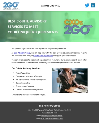 BEST C-SUITE ADVISORY SERVICES TO MEET YOUR UNIQUE REQUIREMENTS