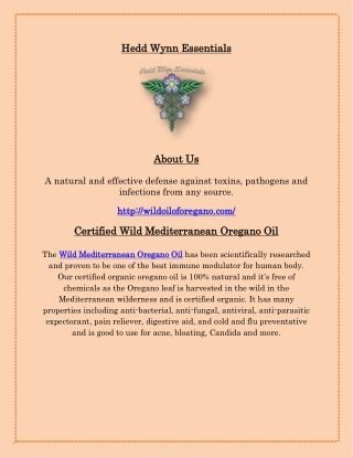 Certified Wild Mediterranean Oregano Oil