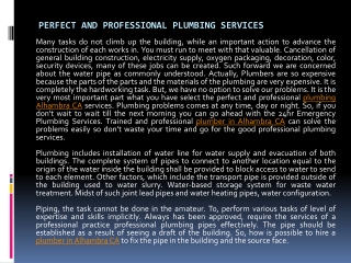 Perfect and Professional Plumbing Services