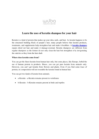 Learn the uses of keratin shampoo for your hair