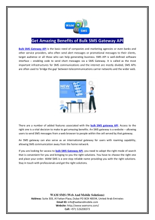 Get Amazing Benefits of Bulk SMS Gateway API