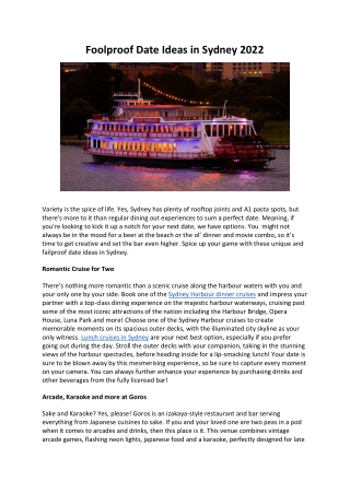 Foolproof Date Ideas in Sydney 2022
