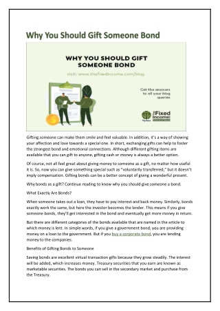 Why You Should Gift Someone Bond