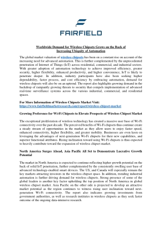 Wireless Chipset Market Size, Growth, Report Study, Demand and Forecast by 2027