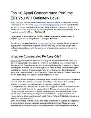 Top 10 Ajmal Concentrated Perfume Oils You Will Definitely Love