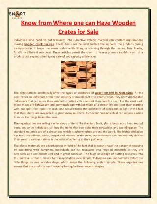 Know from Where one can Have Wooden Crates for Sale