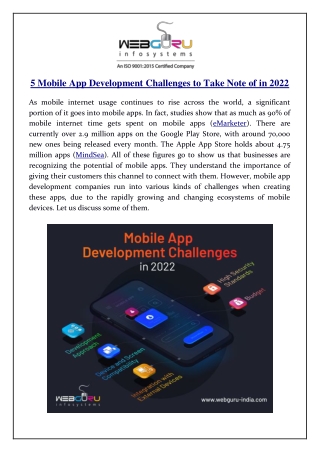 5 Mobile App Development Challenges to Take Note of in 2022