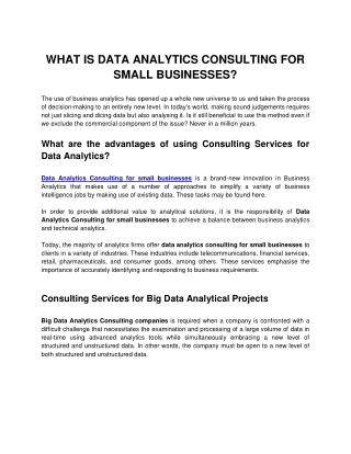 WHAT IS DATA ANALYTICS CONSULTING