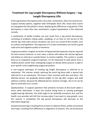 Treatment for Leg Length Discrepancy Without Surgery – Leg Length Discrepancy Lifts