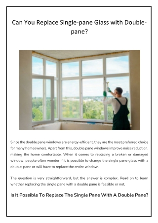 Making The Switch From Single Pane To Double Pane Windows