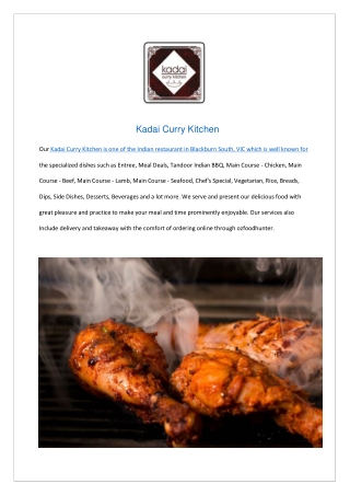15% off - Kadai Curry Indian Restaurant Blackburn Delivery, VIC