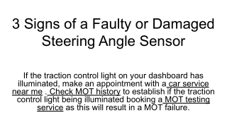 3 Signs of a Faulty or Damaged Steering Angle Sensor