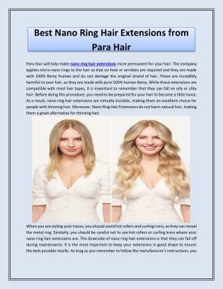 Best Nano Ring Hair Extensions from Para Hair