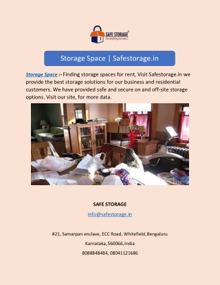 Storage Space | Safestorage.in