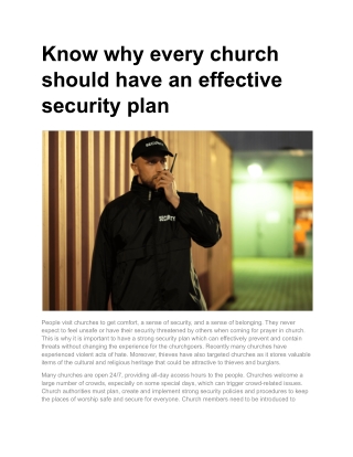 Know why every church should have an effective security plan