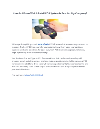 How do I Know Which Retail POS System is Best for My Company?