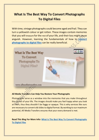 What Is The Best Way To Convert Photographs To Digital Files