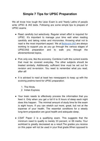 Simple 7 Tips for UPSC Preparation