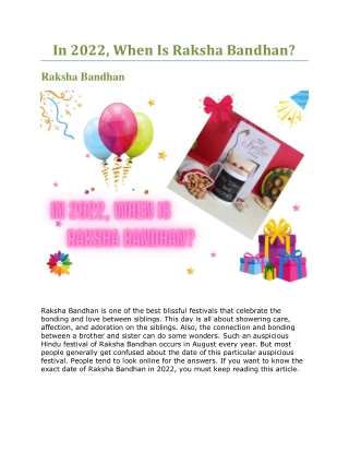 In 2022,When Is Raksha Bandhan?