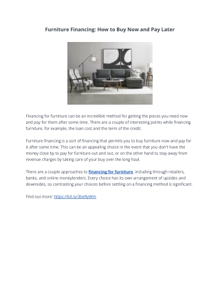 Furniture Financing: How to Buy Now and Pay Later