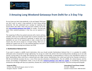 3 Amazing Long Weekend Getaways from Delhi for a 3-Day Trip