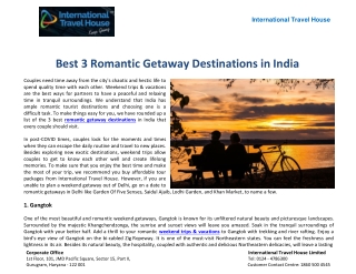 Best 3 Romantic Getaway Destinations in India