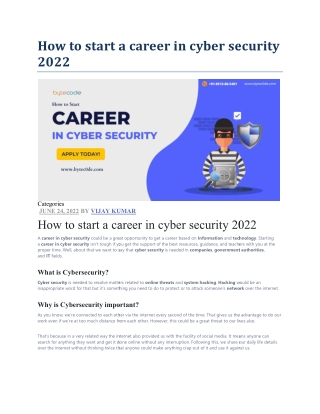 How to start a career in cyber security 2022