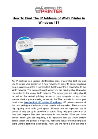 How To Find The IP Address of Wi-Fi Printer in Windows 11