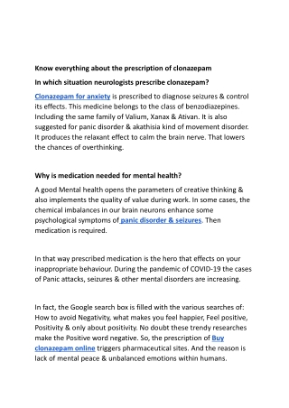 Know everything about the prescription of clonazepam (1)
