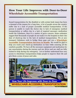 How Your Life Improves with Door-to-Door Wheelchair Accessible Transportation