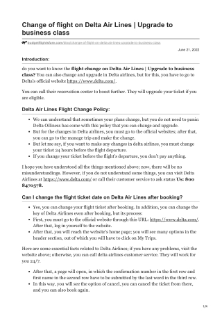 Change of flight on Delta Air Lines  Upgrade to business class