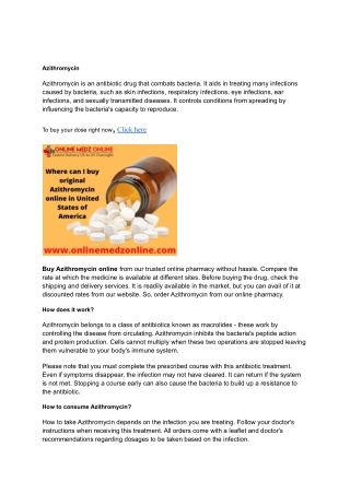 Where can I buy original  Azithromycin  online in United States of America