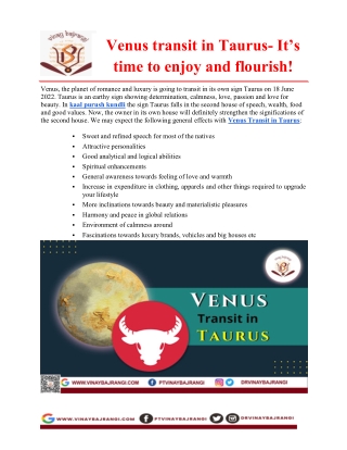 Venus transit in Taurus- It’s time to enjoy and flourish