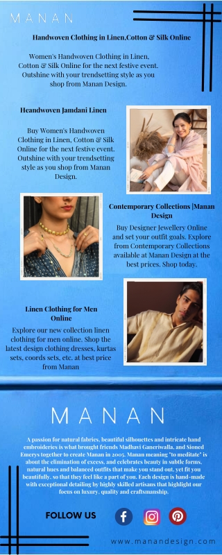 Handwoven Clothing For Mens & Women Online - Manan(submit)