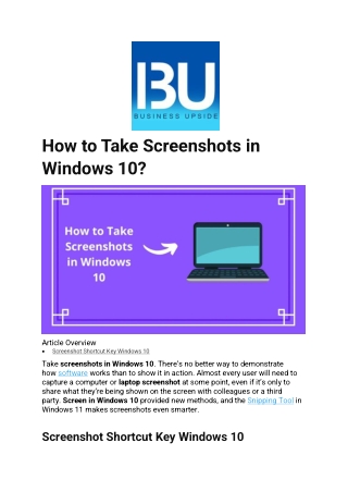 How to Take Screenshots in Windows 10?